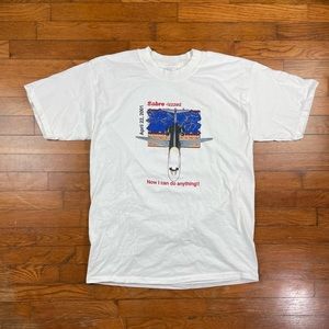 vintage rare Sabre Company graphic airplane April 22, 2001 White T-Shirt Size L